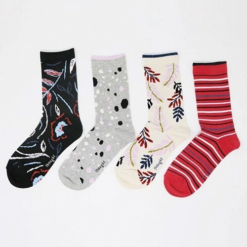 THOUGHT ORGANIC COTTON GIFT BOX 4 PAIRS SOCKS - LETITIA FLORAL SBW5570 - BNIB - 第 2/2 張圖片