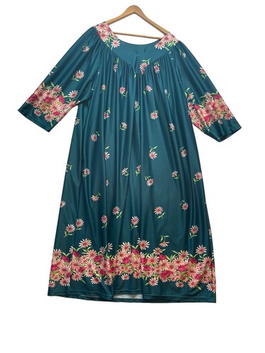 National Vintage 3X Tropical Muumuu Nightgown Floral Housedress - Picture 3 of 9