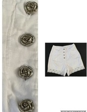 Vintage KiKoMo high waisted White Fancy short Lace trim Women s size 7/8