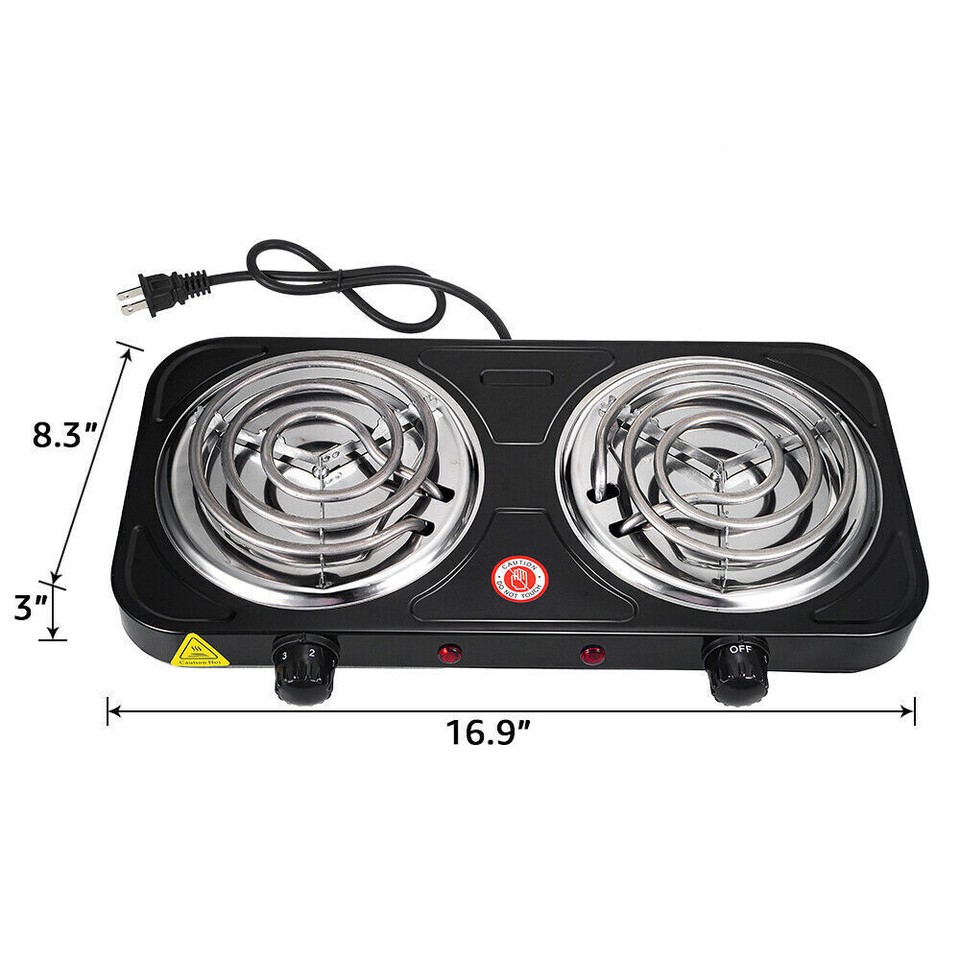 Portable Camping Cooking Stove Dorm Electric Double Burner Hot Plate