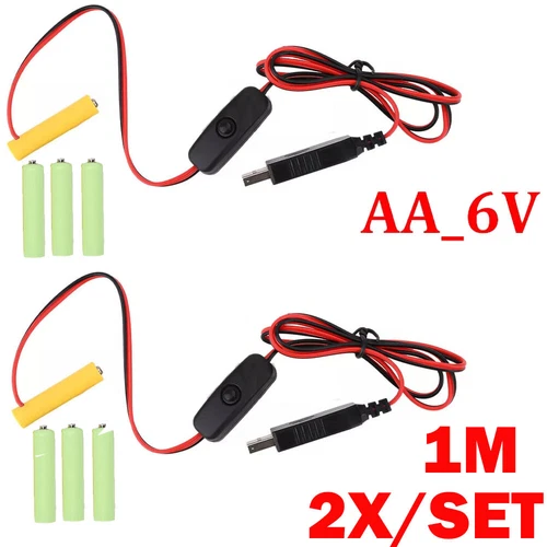 2PC AA/AAA 3V/4.5V/6V Battery Eliminator USB Power Supply Cable Replace UK - Bild 22 von 23