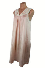 Vanity Fair Floral Nightgown Antron III Nylon Vintage 70s Dress Slip Pink Sz S