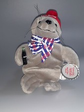 2 HANG TAGS ERROR 1999 Coca Cola Coke SEAL Plush Bean Beanie Christmas Scarf 8"