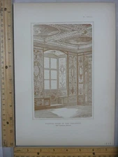 Rare Antique Original VTG 1878 Painted Room Trausnitz Bavaria Engraved Art Print