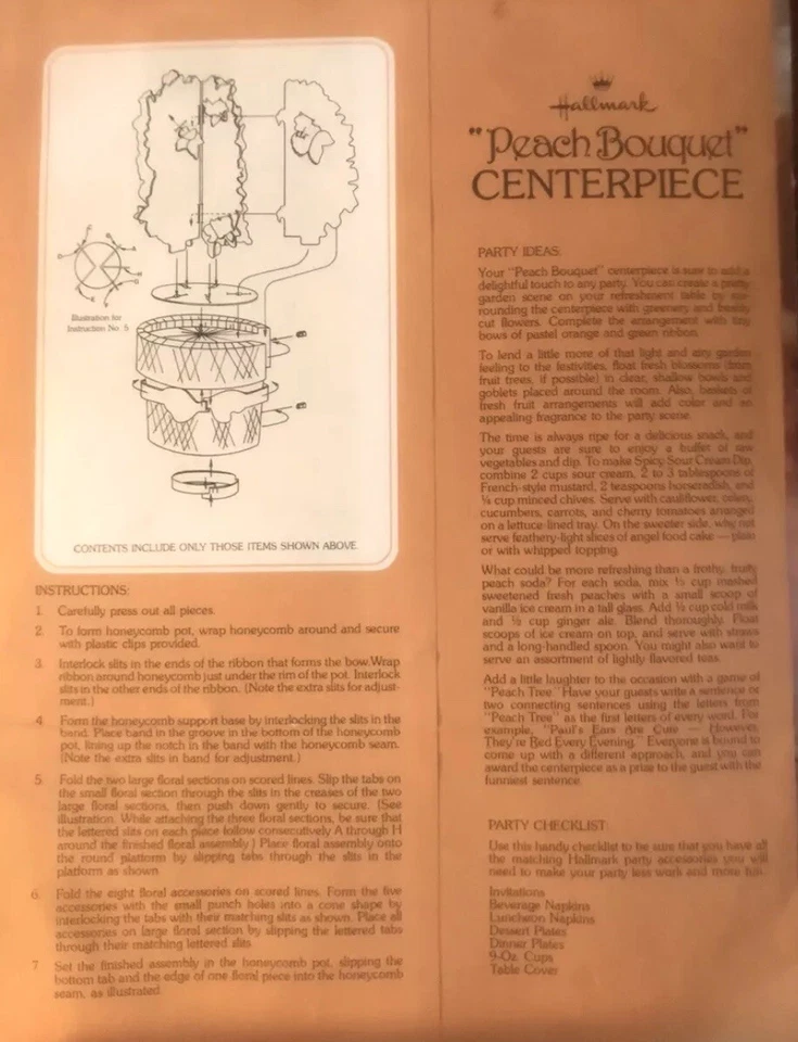 De colección Sello Centro de mesa Melocotón Ramo Flor Papel Falda de panal Foto 2 de 2