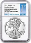 2022-W American Proof Silver Eagle one Dollar Coin NGC PF70 First Day Of Issue