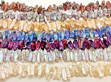 Fresh Water Stick Pearls Center Drilled VARIOUS COLORS Approx. 25x8 mm 16 in.