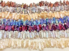 Fresh Water Stick Pearls Center Drilled VARIOUS COLORS Approx. 25x8 mm 16 in.