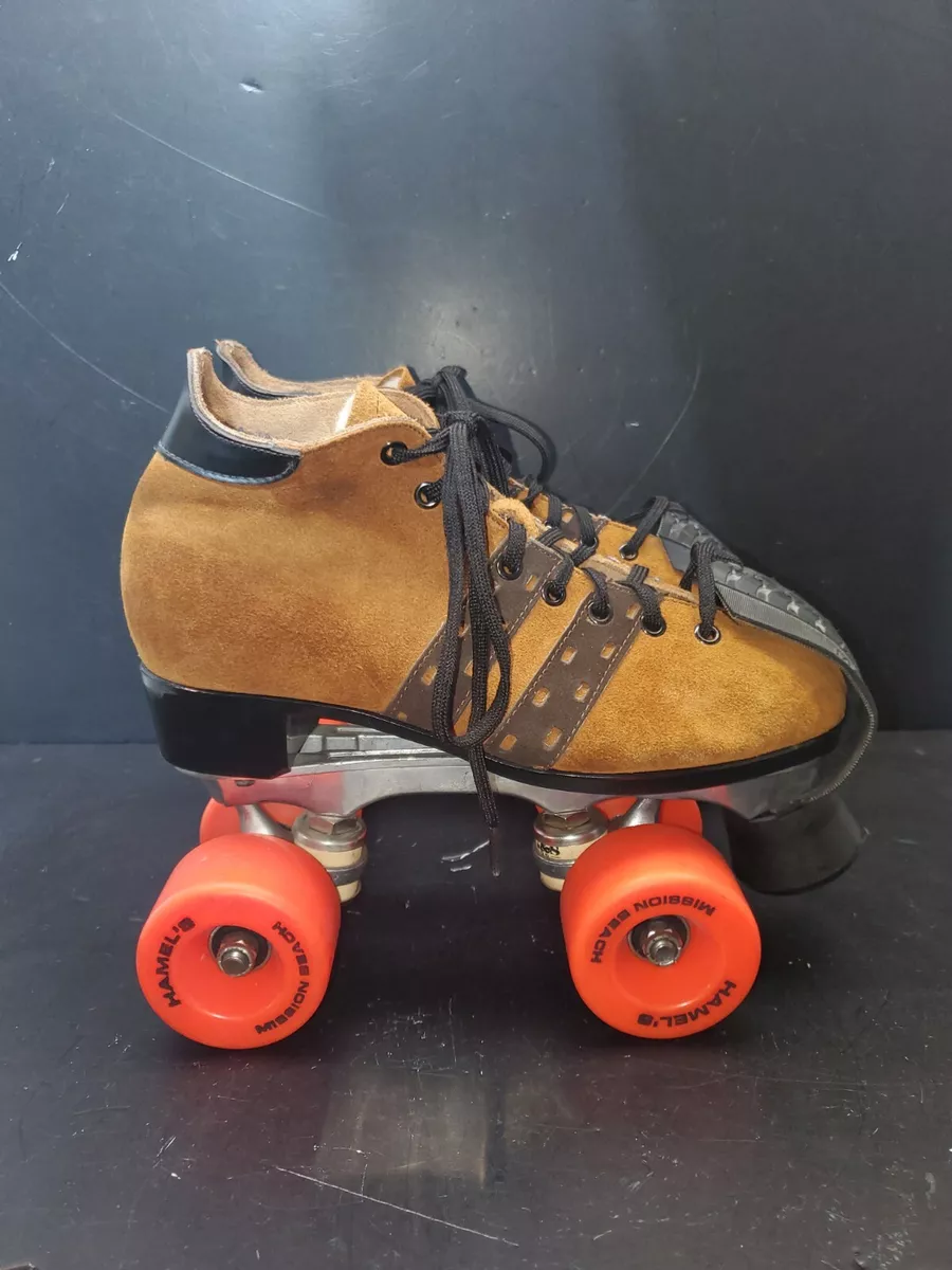 Vintage Retro Brown Suede Roller Skates G S Bushings Hamel s Wheels Sz 8.5