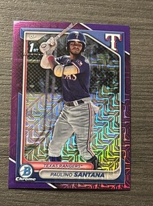 2024 Bowman Chrome Mega Box #BCP-245 Purple Paulino Santana /250 Texas Rangers