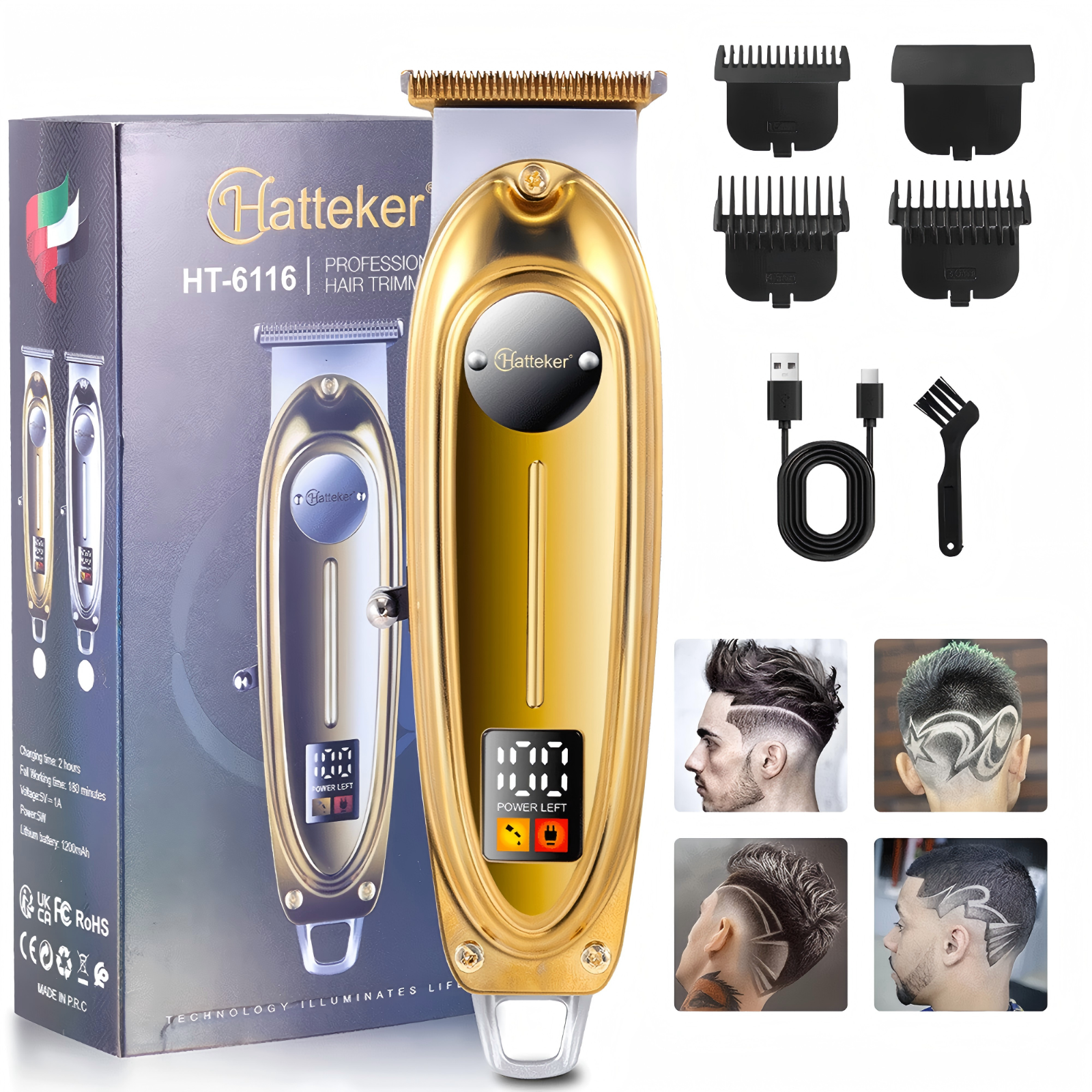 Professional Men's Hair Trimmer Kit with T-Blade Clipper for Precise Cutting