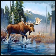 Bull Moose 2 - DIY Chart Counted Cross Stitch Patterns Needlework DMC Color