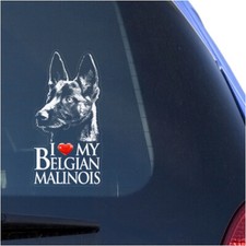 I LOVE MY BELGIAN MALINOIS CLEAR VINYL DECAL STICKER FOR CAR OR TRUCK WINDOW,DOG