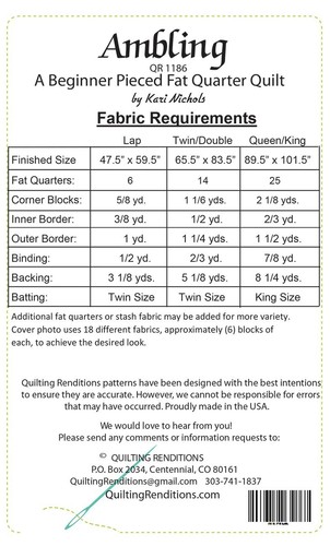 AMBLING Quiltmuster von Quilting Renditions ~ 3 Größenoptionen! Fat Quarters - Bild 2 von 2