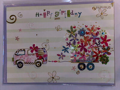 Papyrus Birthday Greeting Card -  Turnowsky's Flowered Camper