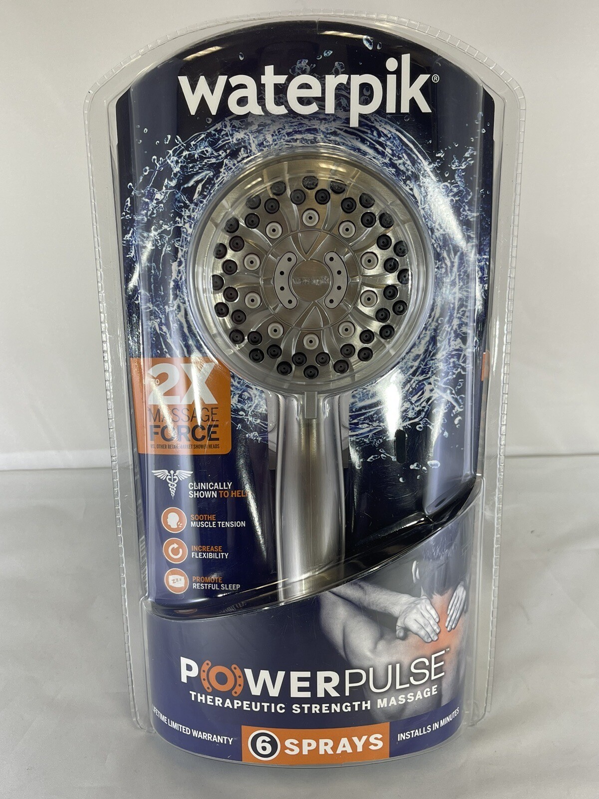 Waterpik PowerPulse 6Spray Shower head XAU643E Therapeutic Strength