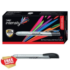 BIC Intensity Permanent Markers Fine Point Black Pack of 12