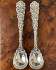 Pair Rare Antique Wallace Waverly Sterling Silver Master Salt Spoon 3.5” Mono V