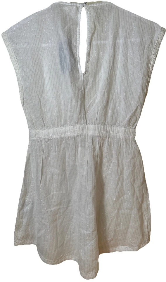 Blusa Top Abercrombie Niños Blanco Encaje Campesino Boho Nueva con Etiquetas 9/10 Metálica Foto 2 de 4