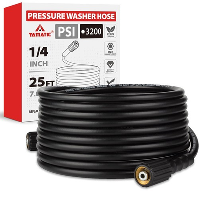 #ad Pressure Washer Hose 25 FT 1 4quot; ID USA Standard M22 Brass Fittings 3200 PSI... $37.29