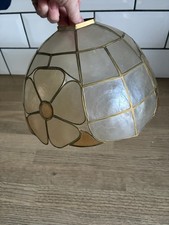 Vintage Capiz Shell Flower Shade Ceiling Light Shade Gold & Beige 20cm L
