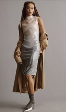 Anthropologie Sequins Midi Dress Size 6 Pink Grey Ombre Disco Party Occasion