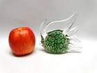 Vintage Murano Hand Blown Green Angel Fish Paperweight Millefiori Art Glass