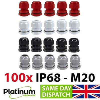 100 x M20 Kabelverschraubungen 6-12 mm Bulk Füllung Kompression IP68 wasserdicht UK neu