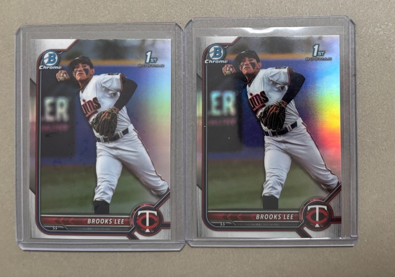 Two (2) Count Lot BROOKS LEE 2022 Bowman Chrome Draft 1st Prospects Refractor