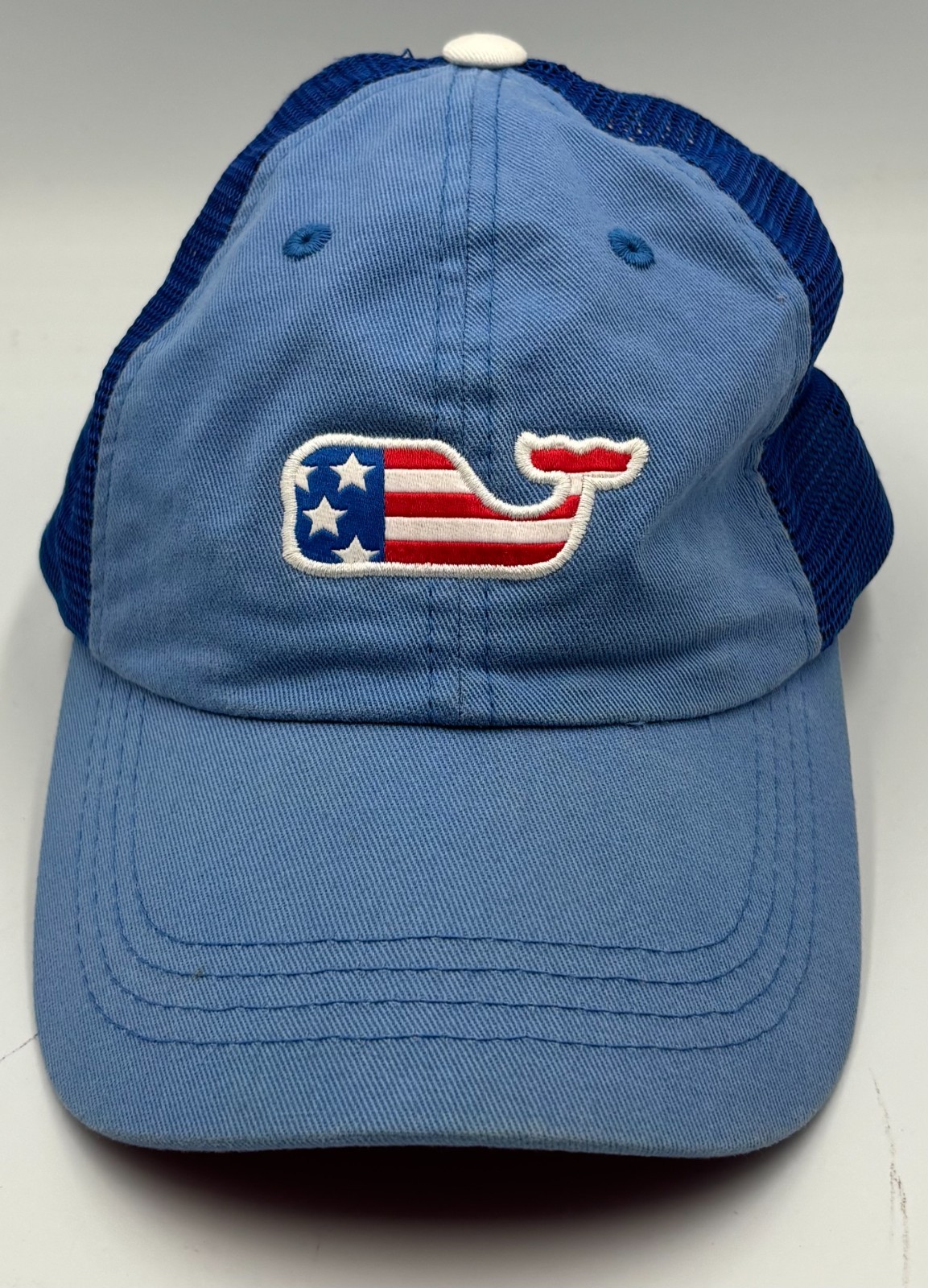 Vineyard Vines Hat Cap Snap Back Blue Whale Trucker Mesh Embroidered Mens