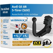 ANHÄNGERKUPPLUNG für Audi Q5 8R 8R 08-16 vert. abnehmbar GDW +7pol E-Satz ABE