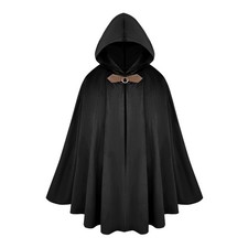 Renaissance Hooded Green Cloak Medieval Velvet Cape with Hood Men Women Capelet