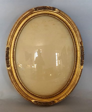 Ancien cadre ovale & verre convexe / bombé feuillure 38,5x28,5 cm bois doré C715