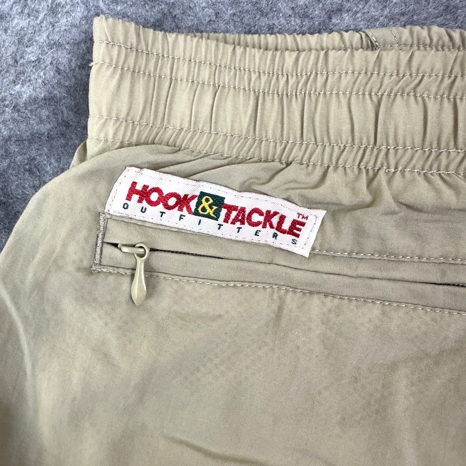 Винтажные мужские шорты с крючком и снастями L нейлон рыболовные карманы шнурок вкладыш - Изображение 4 из 4