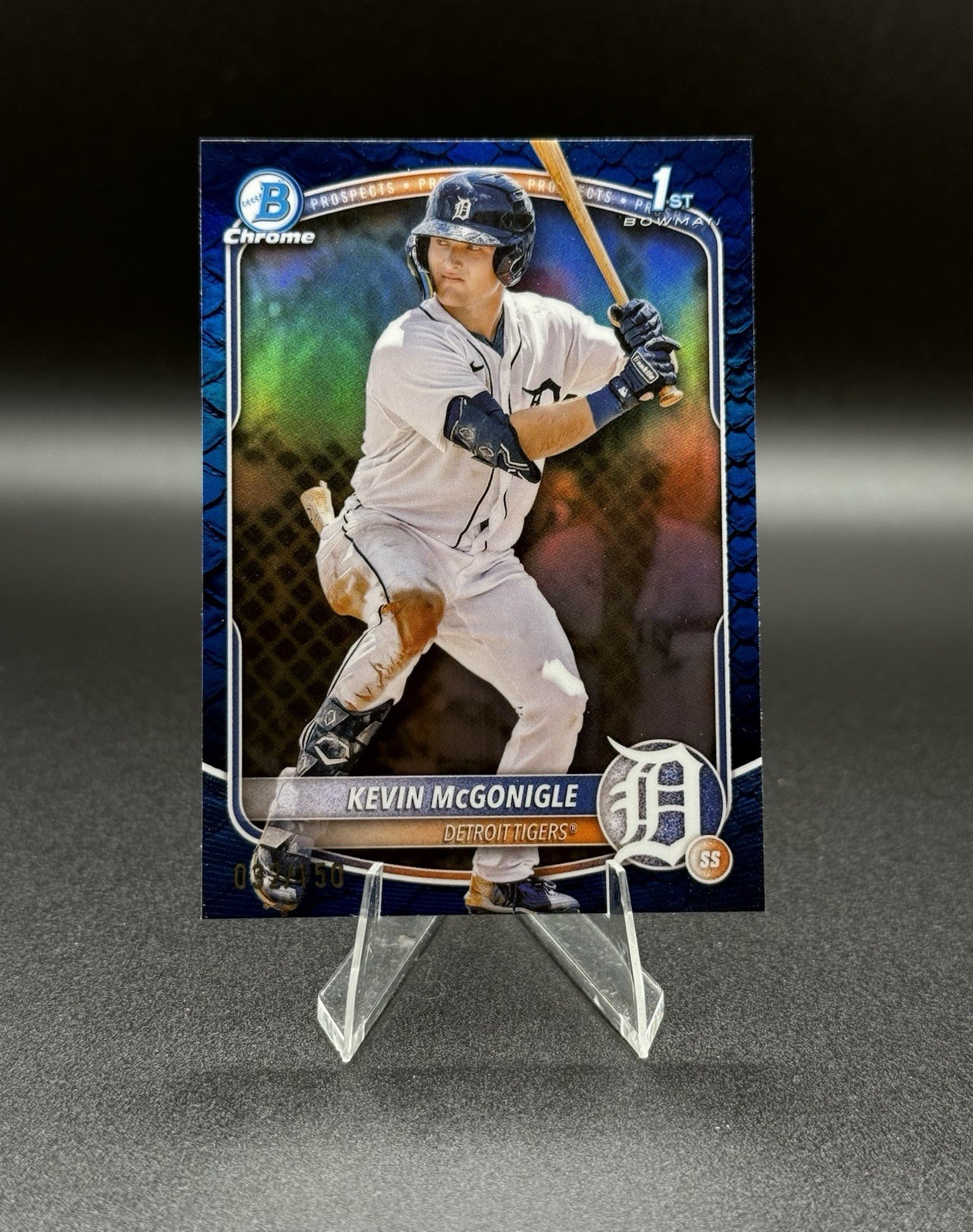 2025 Bowman Chrome Prospects Kevin McGonigle #BCP-79 Blue Reptilian /150