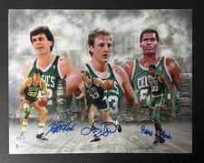 Larry Bird Kevin McHale Robert Parish Signed 11x14 Photo Celtic HOF PSA Beckett