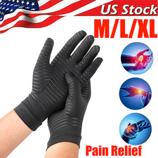 Copper Arthritis Gloves Compression Wrist Hand Joint Pain Relief Support Brace