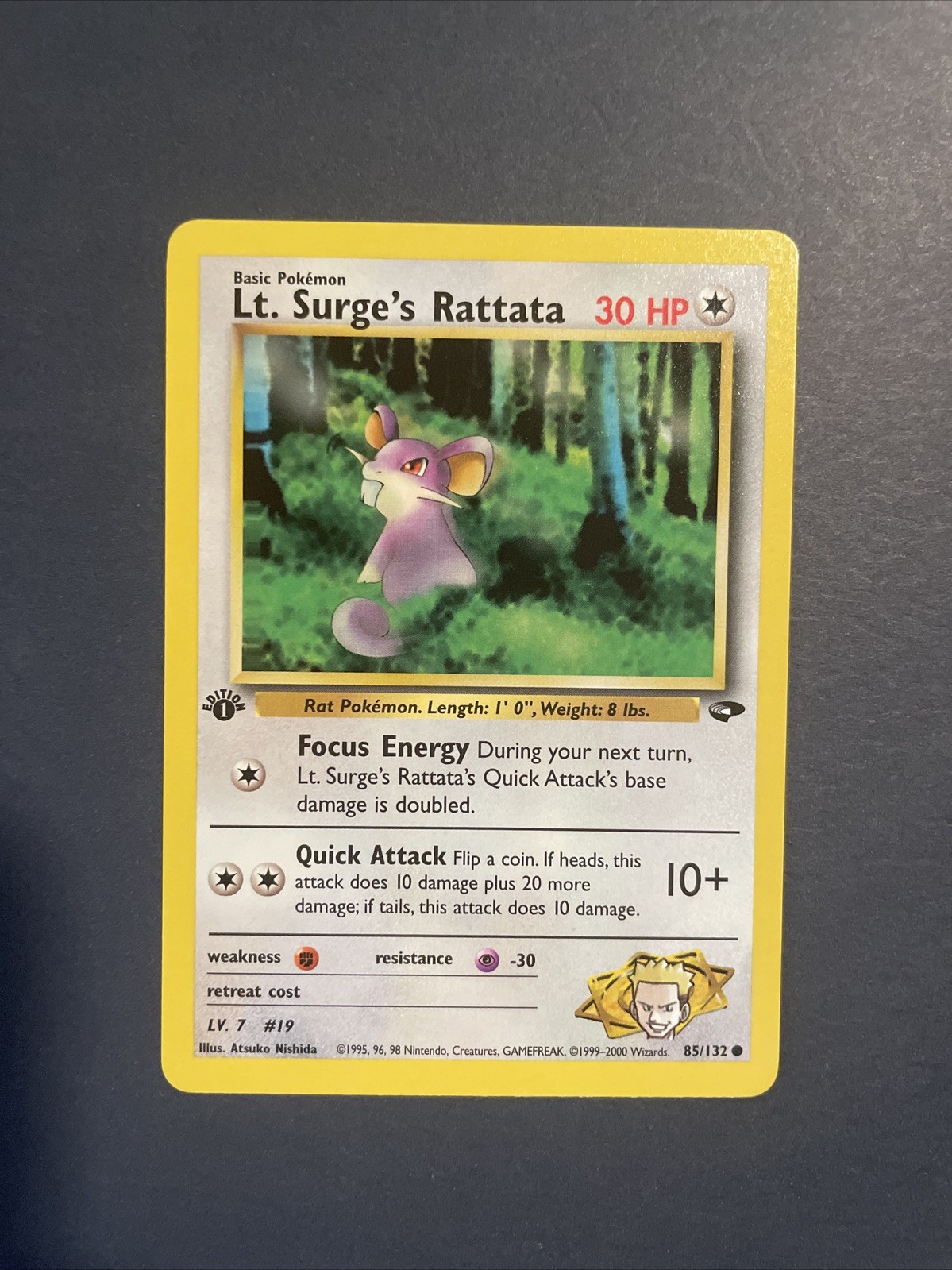 1st Edition Lt. Surge’s Rattata 85/132 - Gym Challenge - Near Mint