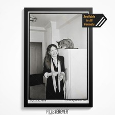 Diane Keaton 1977 San Remo B&W Photo Poster -Annie Hall Style Cat Wall Art Print
