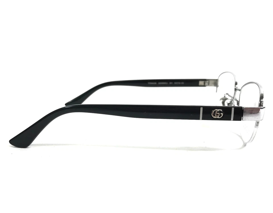 Monturas para gafas Gucci GG0859OJ 001 plateadas negras medio borde titanio 53-16-135 Foto 4 de 4