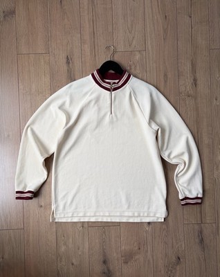 Drole de Monsieur 1/3 Zip Preppy Cream Pullover sz S