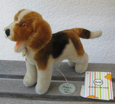 Steiff 1314 Hund Beagle MUSTER ! Archiv von 1965 Sonderartikel FAO Schwarz USA !