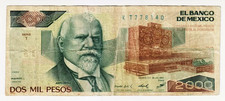 1983 Mexico 2000 Pesos 778140 Paper Money Banknotes Currency