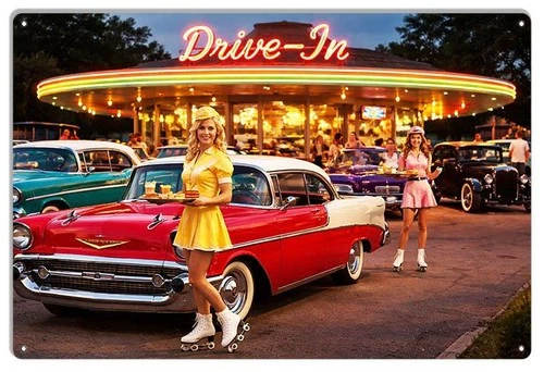 Vintage Style Metal Sign 1950s Drive In 12x18 Made USA