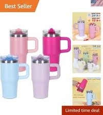 14 oz Tumbler for kids with Detachable Flip Straw Lid  handle, 100 Leak Pro...