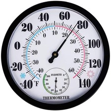 Waterproof 10 Inch Large Numbers Outdoor Thermometer Hygrometer Station Gauge