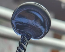   Set of 4 Dark Navy Blue glass Salt Spoons twisted handle–Retro Mid-Century 