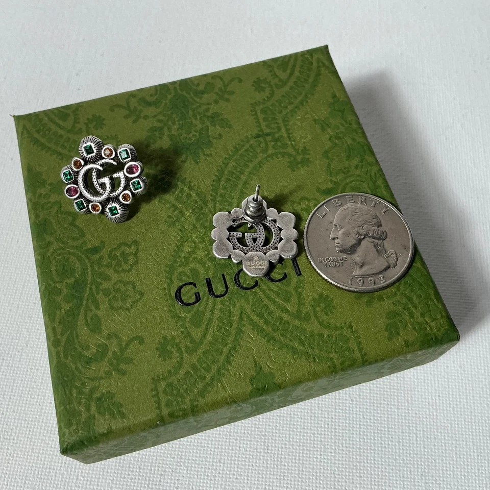 Pendientes Gucci Plata GG Coloridos con Caja Foto 3 de 3