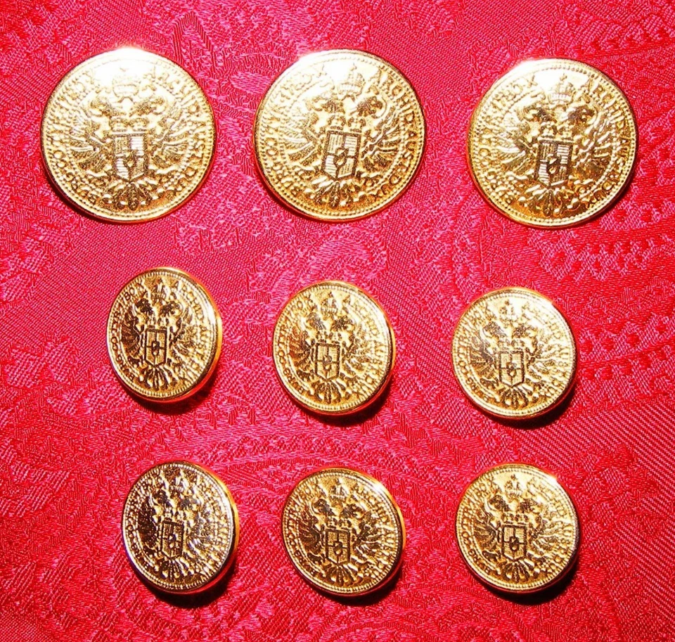 BESPOKE REPLICA 1 DUCAT AUSTRIAN GOLD COIN DESIGN REPLACEMENT BLAZER BUTTON SET - Image 2 of 4