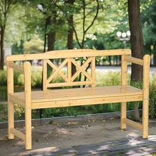 - Outdoor Bench, 4ft Patio Wooden Bench, Weatherproof Sturdy Wood Frame